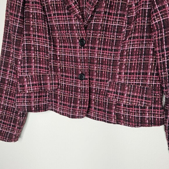 Y2k Vintage Xhilaration Pink Purple Tweed 2 Button Blazer Jacket Lightweight - Picture 3 of 5